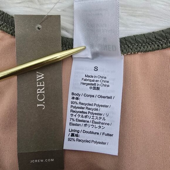 NWT J. Crew Textured curved-waist cheeky bikini bottom Size S Green BC050 - Picture 6 of 10